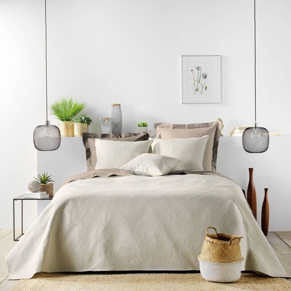 Couvre-lit et taies matelassés unis Amandine (naturel) Couvre-lit et taies matelassés unis Amandine (naturel)